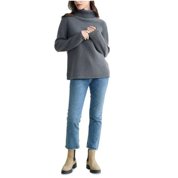 NWT! Jenni Kayne XS Oversized 100% Cashmere $695 Turtleneck Sweater Gray Storm - Picture 12 of 12